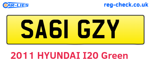 SA61GZY are the vehicle registration plates.