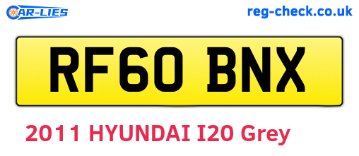 RF60BNX are the vehicle registration plates.