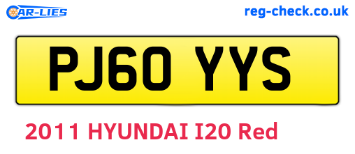 PJ60YYS are the vehicle registration plates.