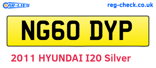 NG60DYP are the vehicle registration plates.
