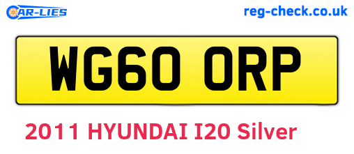 WG60ORP are the vehicle registration plates.