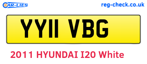 YY11VBG are the vehicle registration plates.