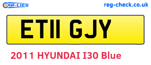 ET11GJY are the vehicle registration plates.