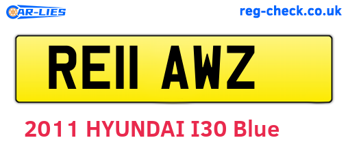 RE11AWZ are the vehicle registration plates.