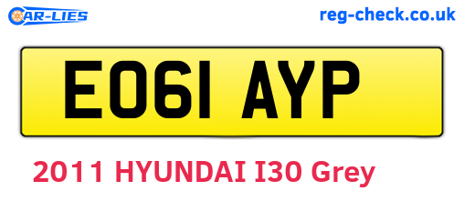 EO61AYP are the vehicle registration plates.