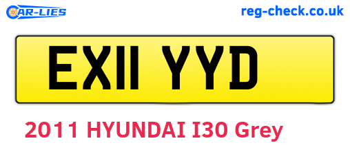 EX11YYD are the vehicle registration plates.