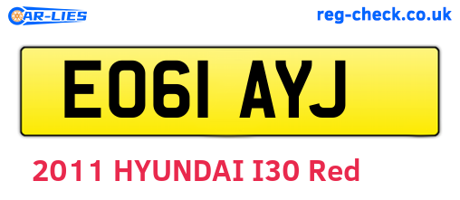 EO61AYJ are the vehicle registration plates.