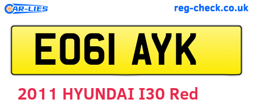 EO61AYK are the vehicle registration plates.
