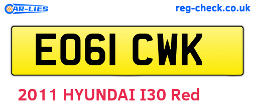 EO61CWK are the vehicle registration plates.