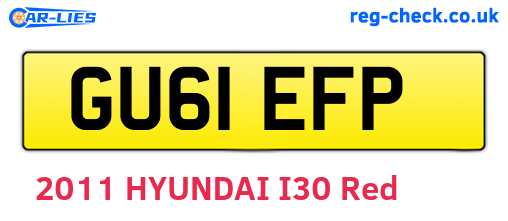 GU61EFP are the vehicle registration plates.