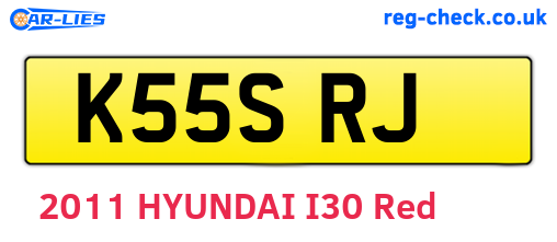 K55SRJ are the vehicle registration plates.