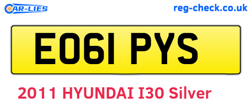 EO61PYS are the vehicle registration plates.