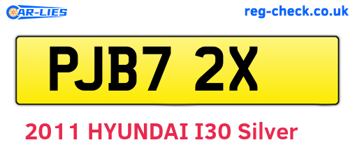 PJB72X are the vehicle registration plates.