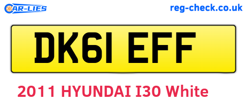 DK61EFF are the vehicle registration plates.