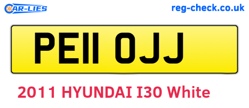 PE11OJJ are the vehicle registration plates.