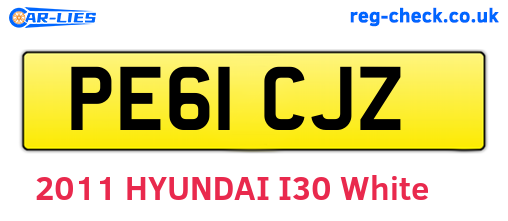 PE61CJZ are the vehicle registration plates.