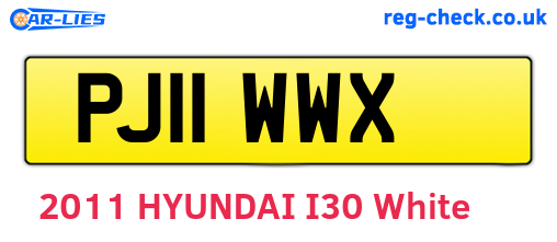 PJ11WWX are the vehicle registration plates.