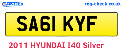 SA61KYF are the vehicle registration plates.