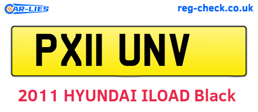 PX11UNV are the vehicle registration plates.