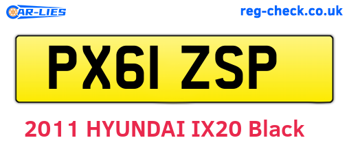 PX61ZSP are the vehicle registration plates.