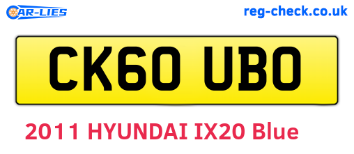CK60UBO are the vehicle registration plates.