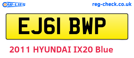 EJ61BWP are the vehicle registration plates.