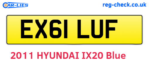 EX61LUF are the vehicle registration plates.