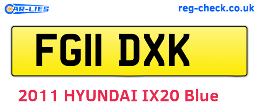 FG11DXK are the vehicle registration plates.