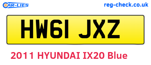 HW61JXZ are the vehicle registration plates.