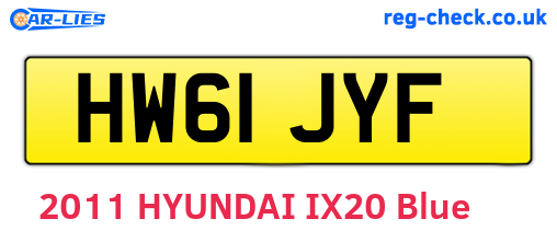HW61JYF are the vehicle registration plates.
