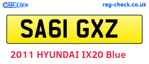 SA61GXZ are the vehicle registration plates.