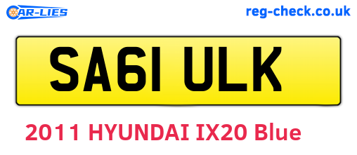 SA61ULK are the vehicle registration plates.
