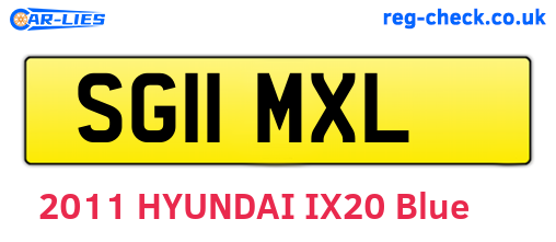 SG11MXL are the vehicle registration plates.