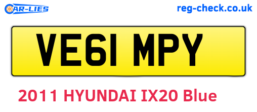 VE61MPY are the vehicle registration plates.