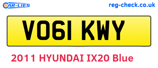 VO61KWY are the vehicle registration plates.
