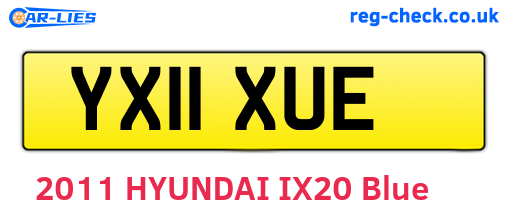 YX11XUE are the vehicle registration plates.