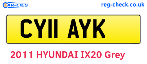 CY11AYK are the vehicle registration plates.