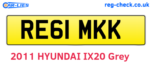 RE61MKK are the vehicle registration plates.