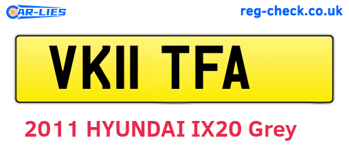 VK11TFA are the vehicle registration plates.