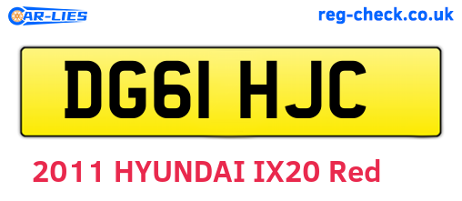 DG61HJC are the vehicle registration plates.
