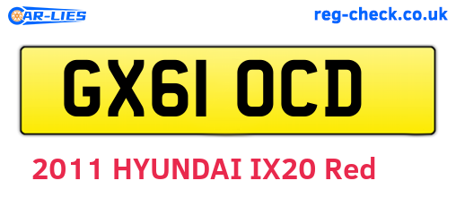 GX61OCD are the vehicle registration plates.