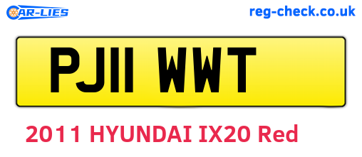 PJ11WWT are the vehicle registration plates.