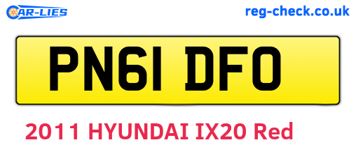 PN61DFO are the vehicle registration plates.