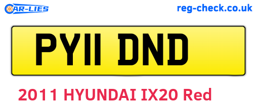 PY11DND are the vehicle registration plates.