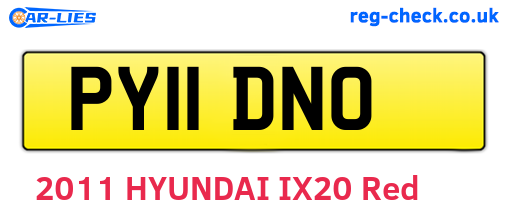 PY11DNO are the vehicle registration plates.
