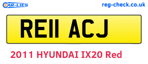 RE11ACJ are the vehicle registration plates.