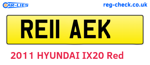 RE11AEK are the vehicle registration plates.