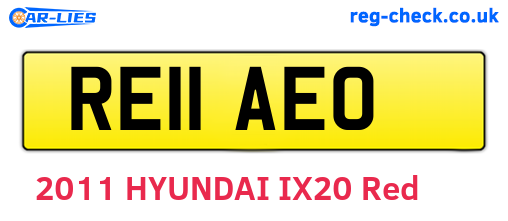 RE11AEO are the vehicle registration plates.