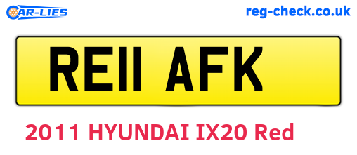 RE11AFK are the vehicle registration plates.