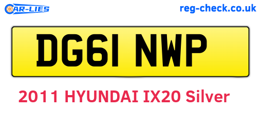 DG61NWP are the vehicle registration plates.